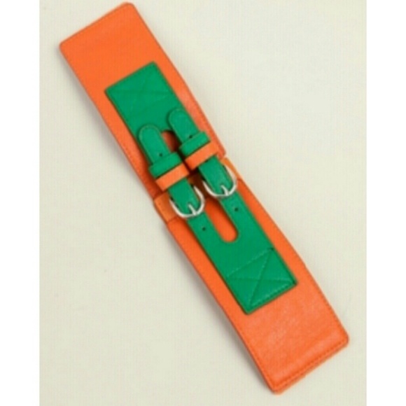 Orange & Green Double Strap Waist Belt - Picture 1 of 3
